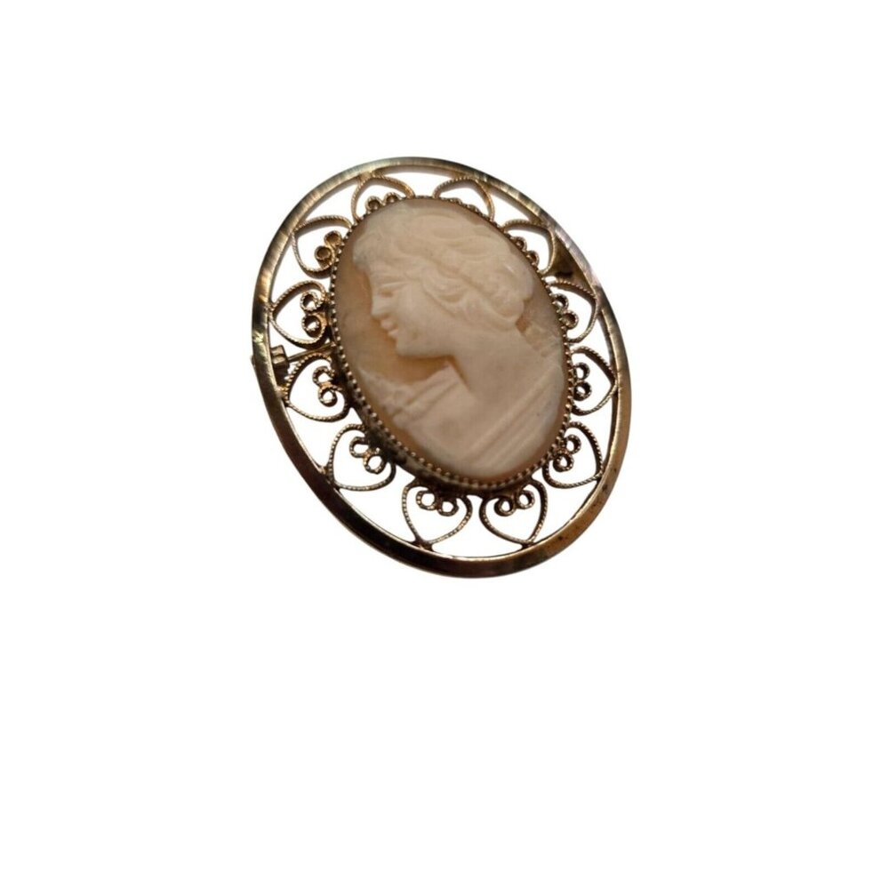 Vintage Catamore 1/20th 12kt Gold Filled Left Facing Cameo Brooch (A8155)